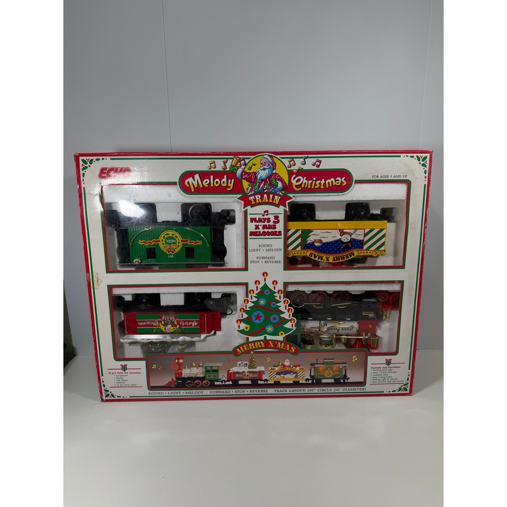 Echo Melody Christmas Train Set 89190 Vintage 18pc Musical Lighted Track 1990